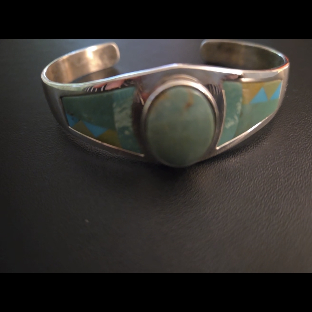 Jay King Silver Green Bracelet With Turquoise Inlay 350$